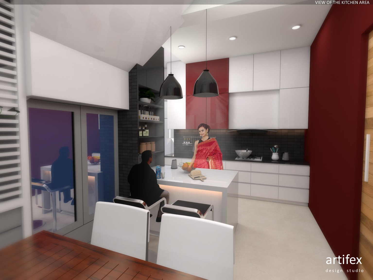 Modern Open Kitchen with Breakfast Counter
